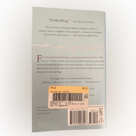 THE WEIGHT OF WATER Book Paperback fiction Anita Shreve First Back Bay Books - Picture 5 of 14